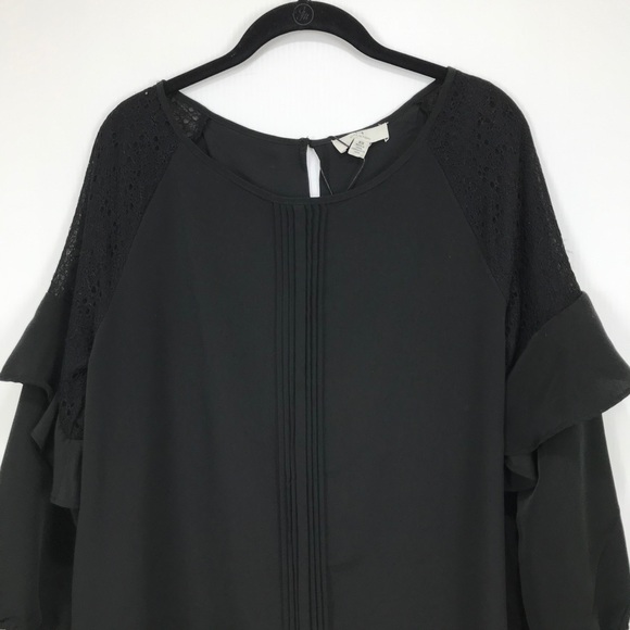 H Halston Black Dress with Lace Shoulders Size M - Picture 13 of 15